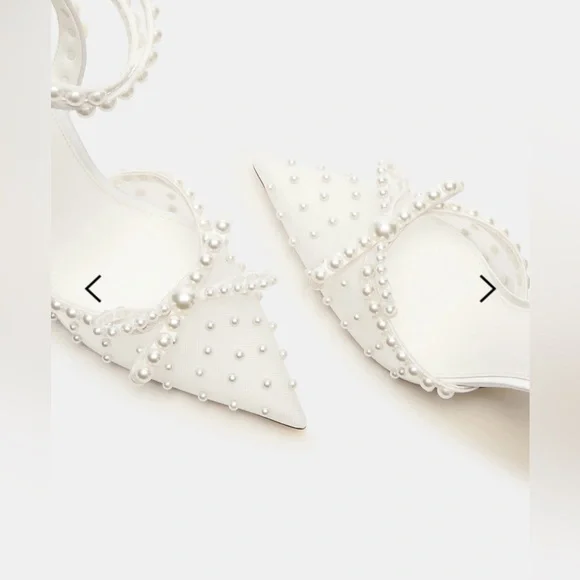 White Pearl-Embellished Women's Heels. Brand new. Only tried on indoor. - Picture 7 of 13